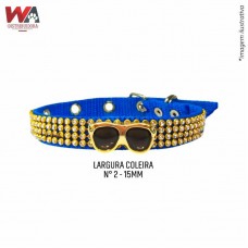 32189 - COLEIRA CAES STRASS N.2 AZUL 20A30CM
